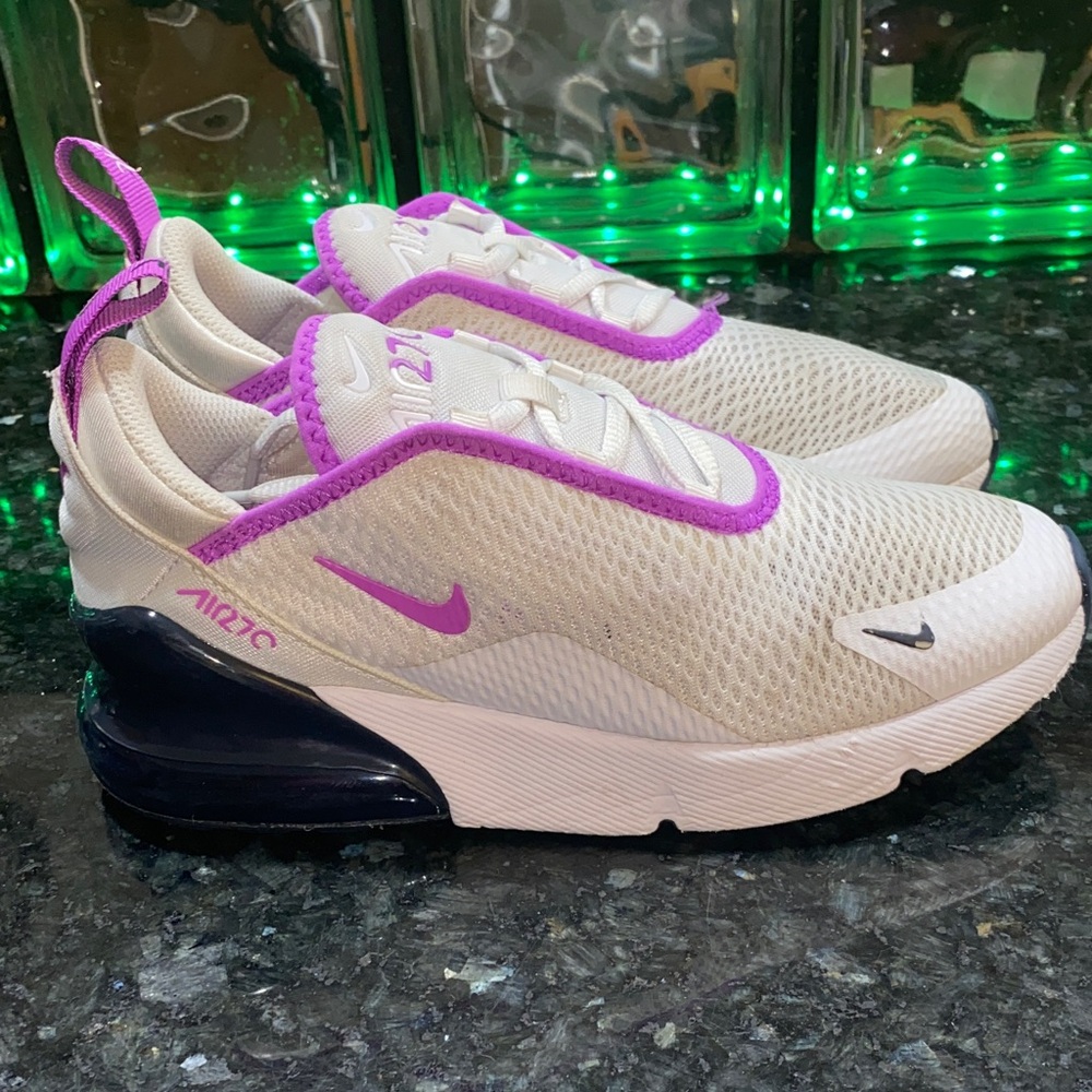 Nike AirMax 270 Kids Youth Sneakers White & Purple Size 3Y